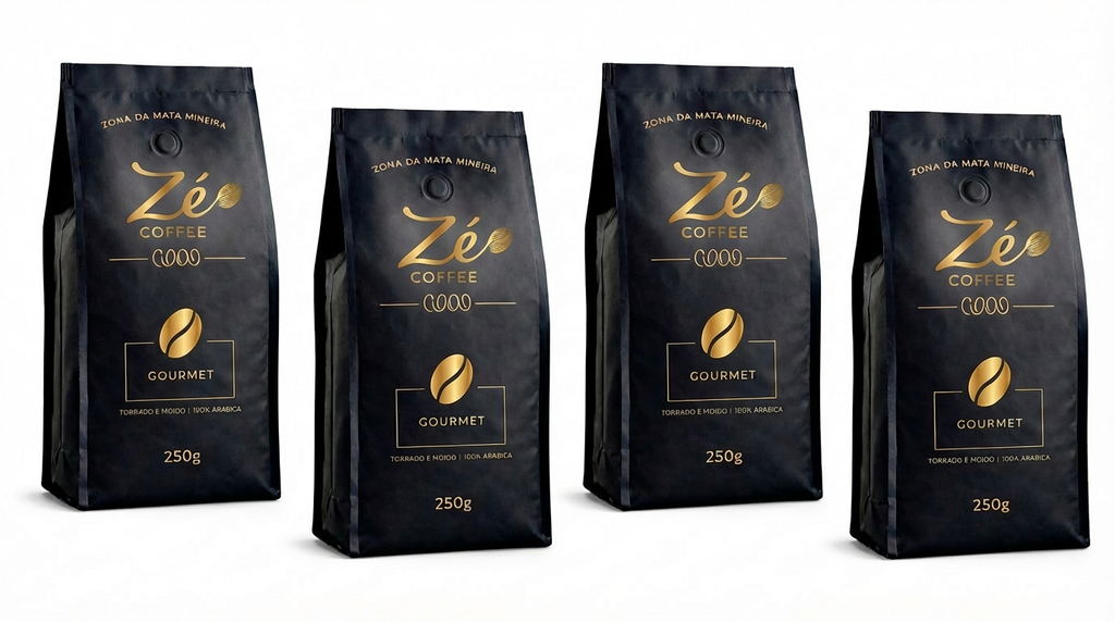 Kit com 4 Unidades do Zé Coffee Gourmet, Total de 1kg – Moído 100% Arábica, Torra Média