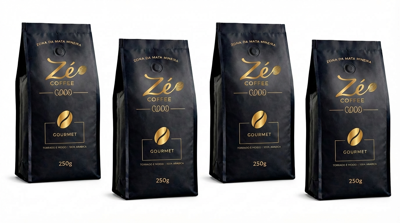 Kit com 4 Unidades do Zé Coffee Gourmet, Total de 1kg – Moído 100% Arábica, Torra Média